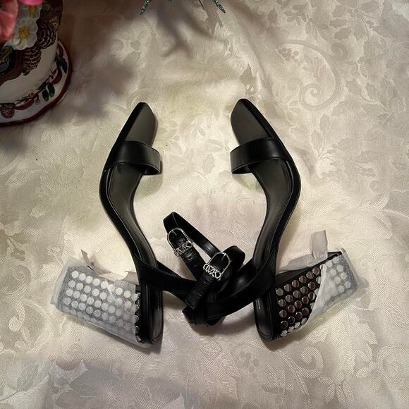 MICHAEL KORS Merriam Studded Leather Block-Heel Sandals – Size 9 - Picture 5 of 7